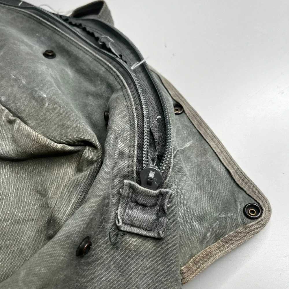 Vintage Waxed Canvas Flight Bag Military‎ Style Duffel Olive Drab Large Utility